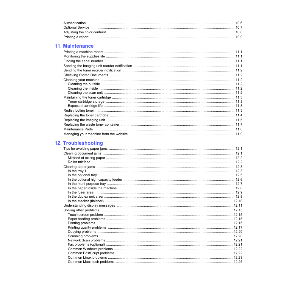 Maintenance, Troubleshooting | Samsung CLX-8380 User Manual | Page 8 / 186