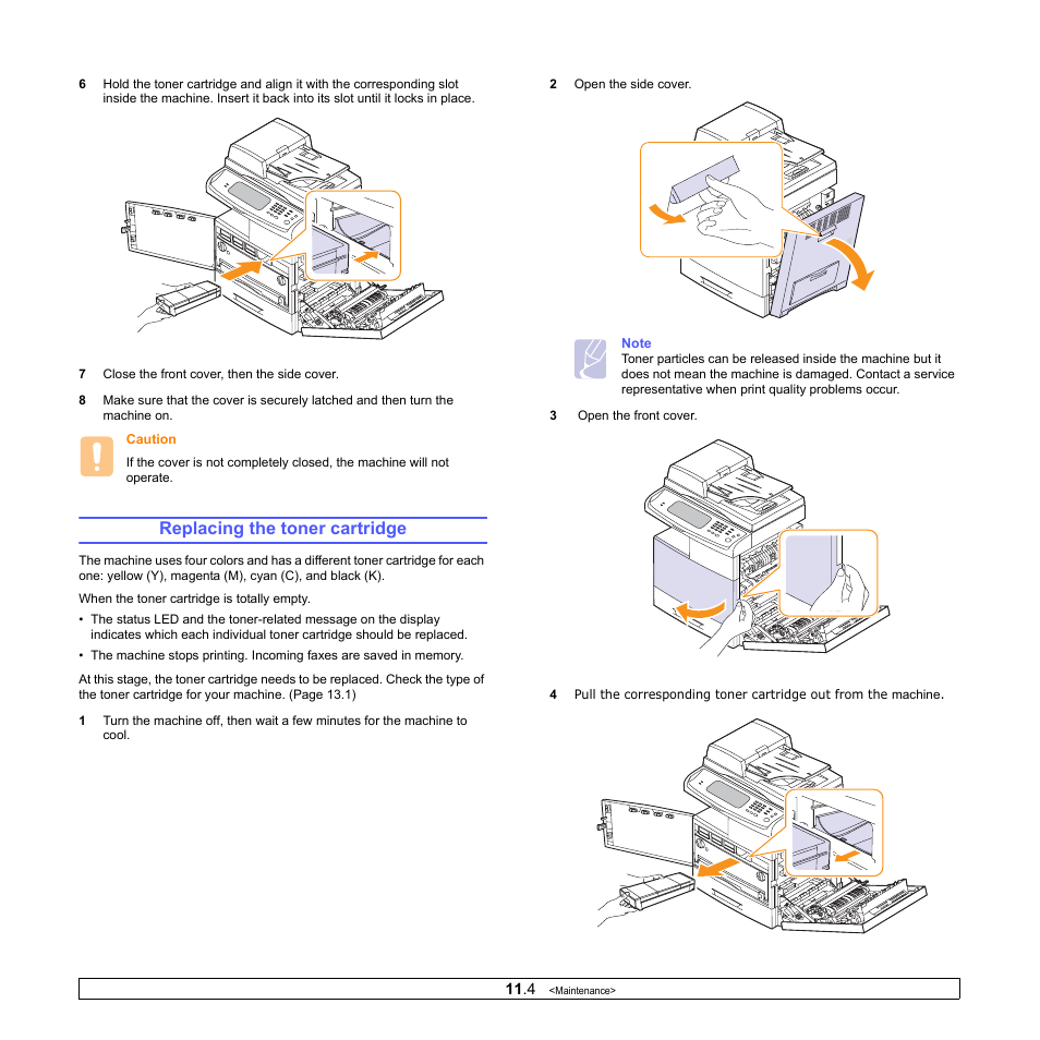 Replacing the toner cartridge | Samsung CLX-8380 User Manual | Page 90 / 186