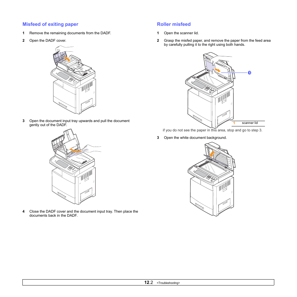 Misfeed of exiting paper, Roller misfeed, Misfeed of exiting paper roller misfeed | Samsung CLX-8380 User Manual | Page 97 / 186