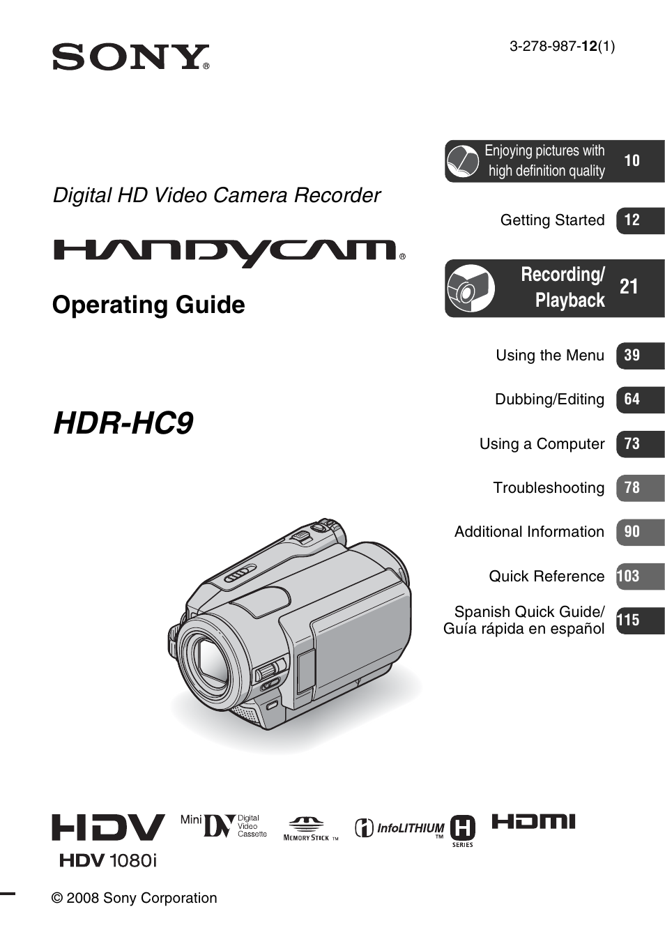 Sony HDR-HC9 User Manual | 128 pages