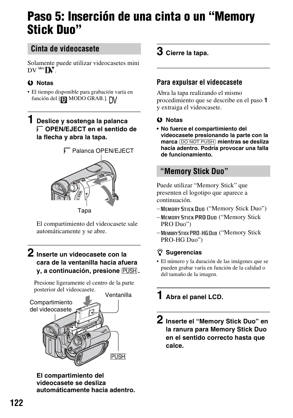 Cinta de videocasete | Sony HDR-HC9 User Manual | Page 122 / 128