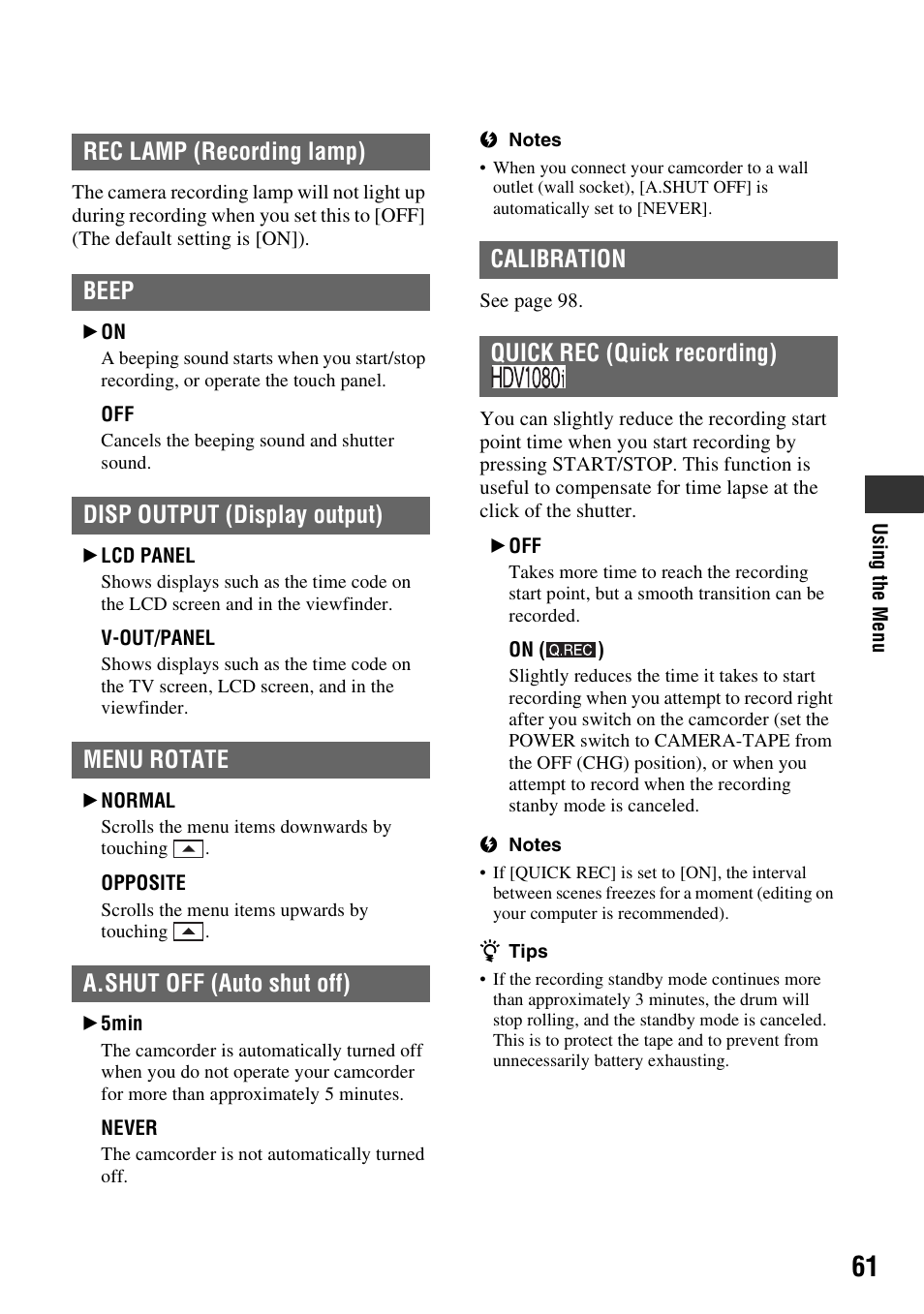 P. 61) | Sony HDR-HC9 User Manual | Page 61 / 128