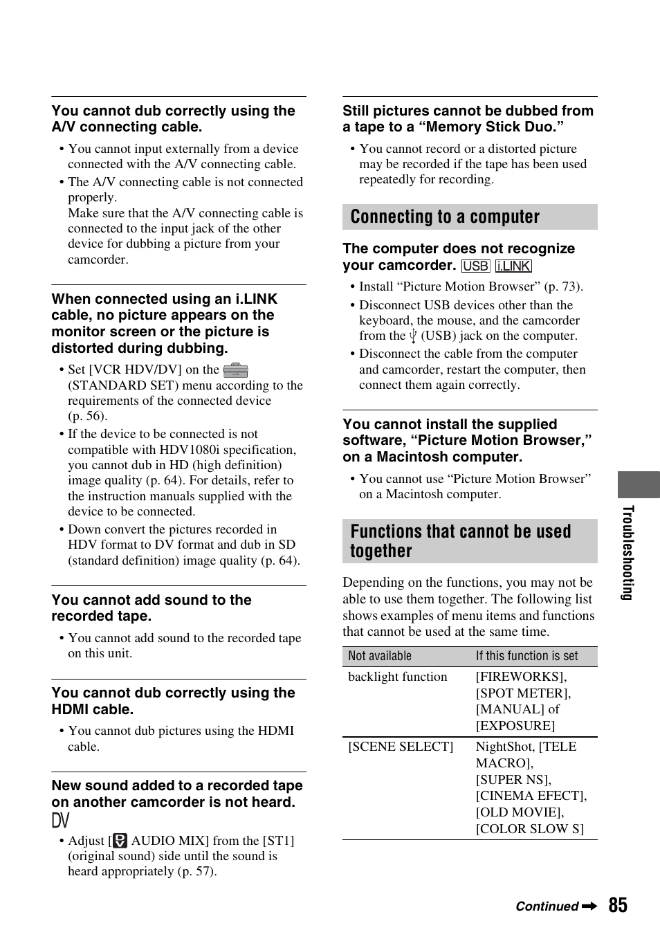 P. 85) | Sony HDR-HC9 User Manual | Page 85 / 128
