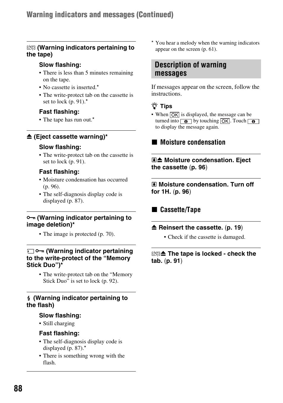 P. 88) | Sony HDR-HC9 User Manual | Page 88 / 128