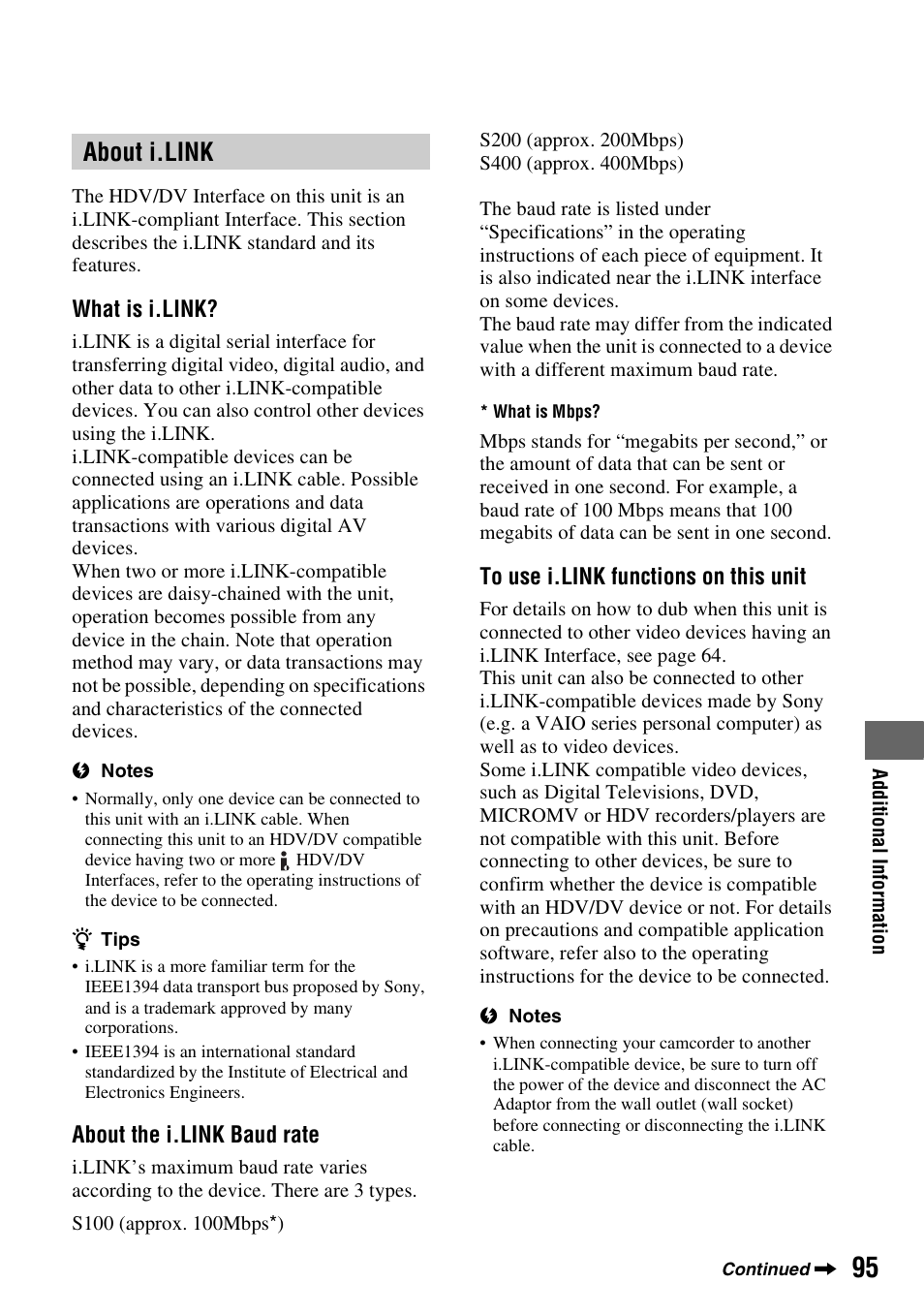 About i.link | Sony HDR-HC9 User Manual | Page 95 / 128