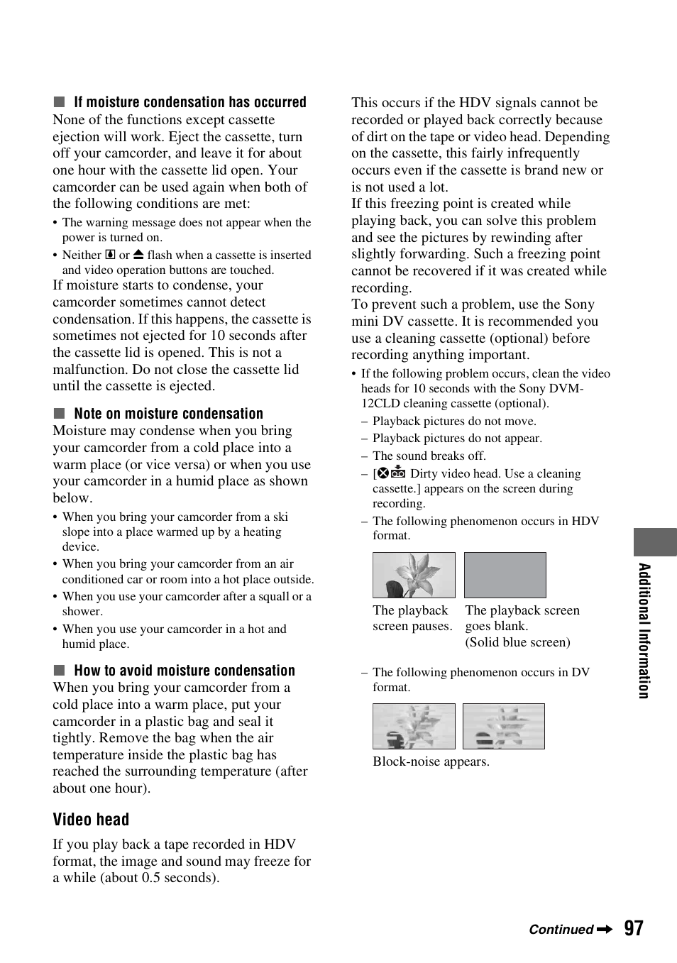 P. 97), P. 97, Video head | Sony HDR-HC9 User Manual | Page 97 / 128