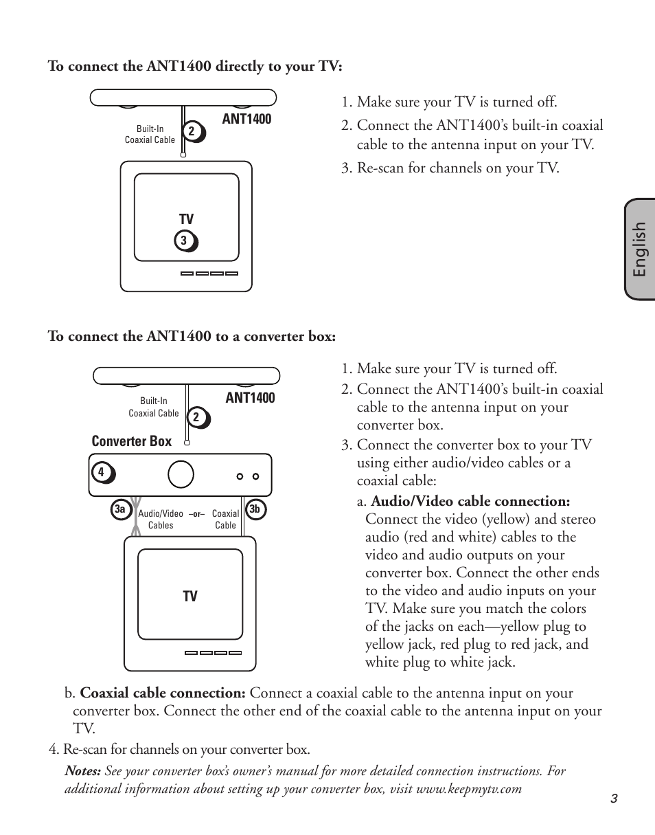 English | Samsung ANT1400 User Manual | Page 3 / 8