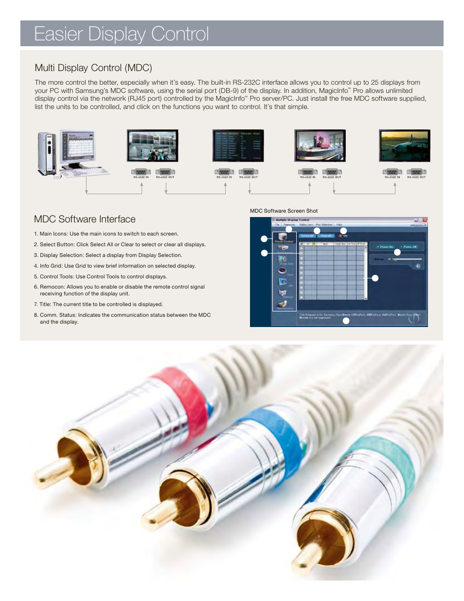 Easier display control, Multi display control (mdc), Mdc software interface | Samsung 820DXn User Manual | Page 14 / 52