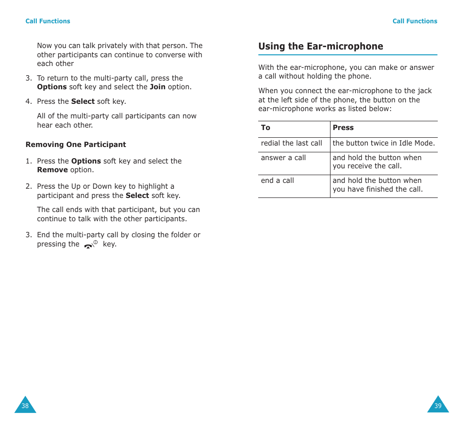 Using the ear-microphone | Samsung SGH-E700A User Manual | Page 21 / 98