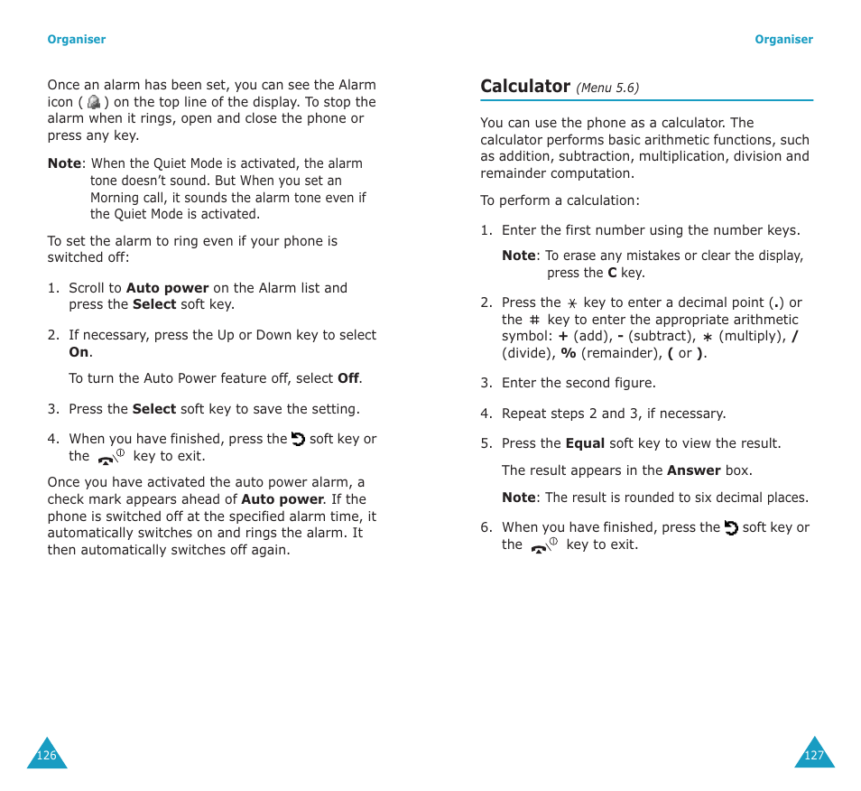 Calculator | Samsung SGH-E700A User Manual | Page 67 / 98