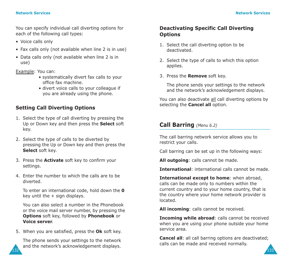 Call barring | Samsung SGH-E700A User Manual | Page 70 / 98