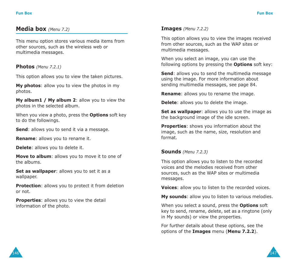 Media box | Samsung SGH-E700A User Manual | Page 77 / 98