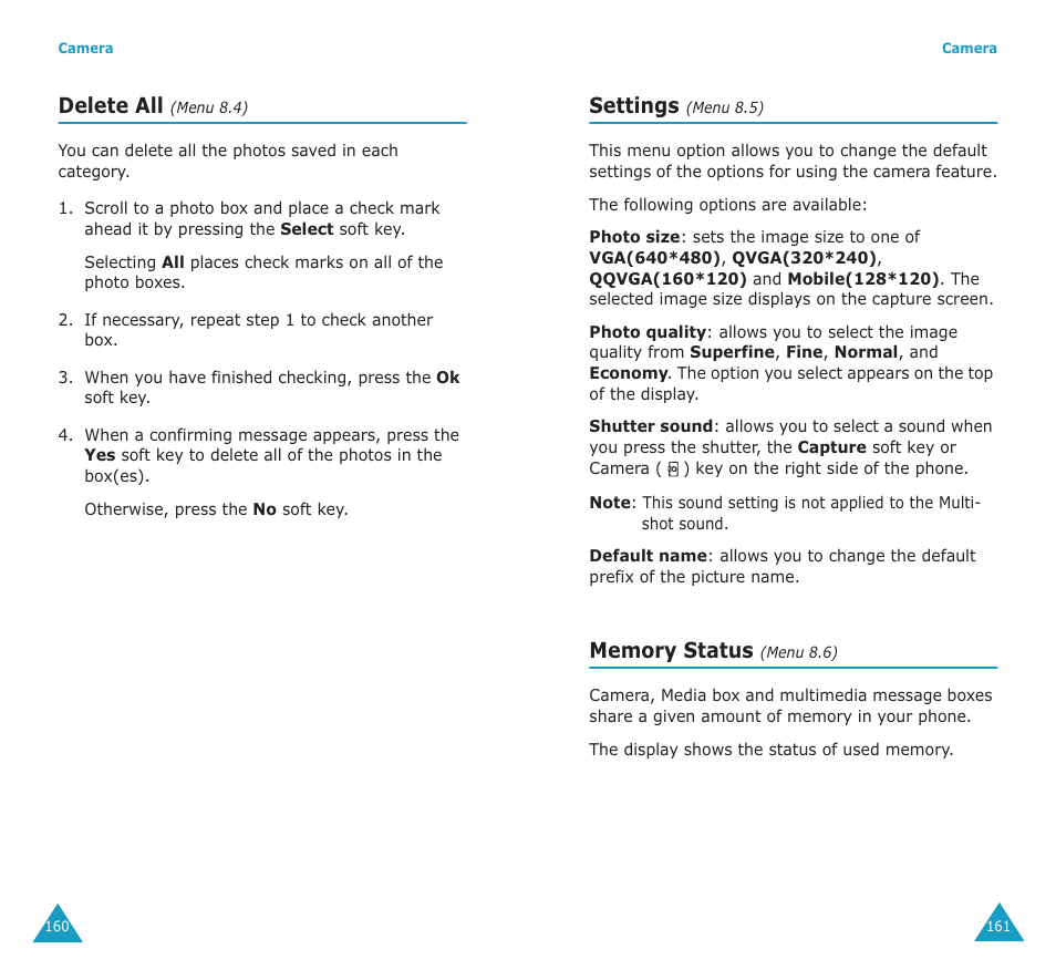 Delete all, Settings | Samsung SGH-E700A User Manual | Page 84 / 98