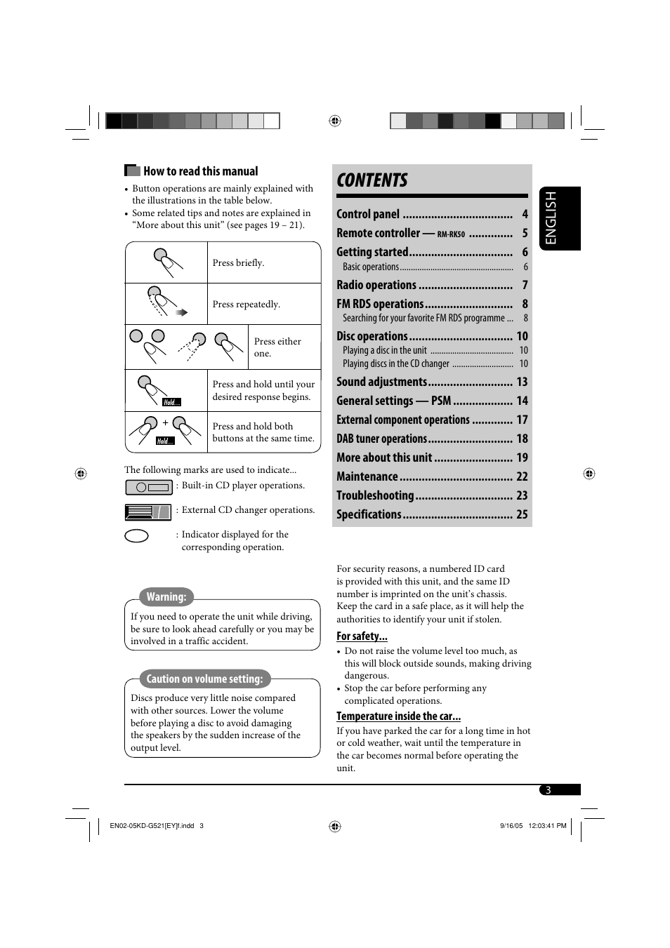 JVC KD-G521 User Manual | Page 3 / 74