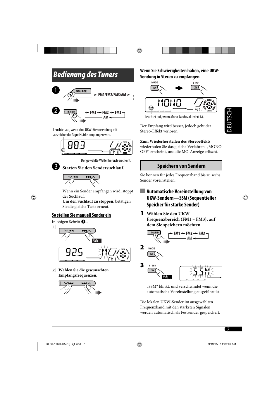 Bedienung des tuners | JVC KD-G521 User Manual | Page 31 / 74