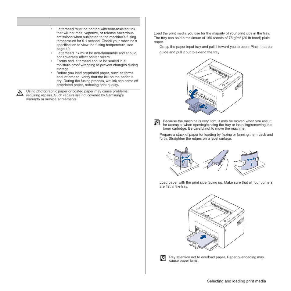 Loading paper, Loading paper in the tray | Samsung ML-1640 Series User Manual | Page 21 / 83