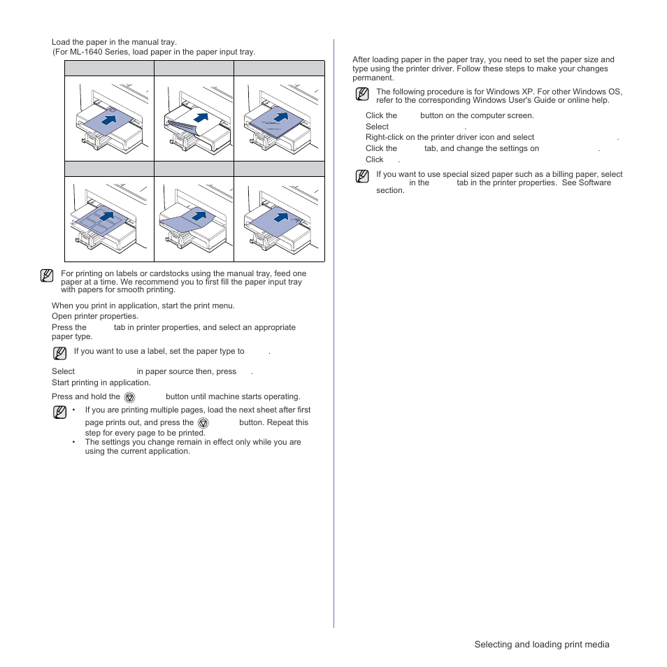 Setting the paper size and type | Samsung ML-1640 Series User Manual | Page 23 / 83