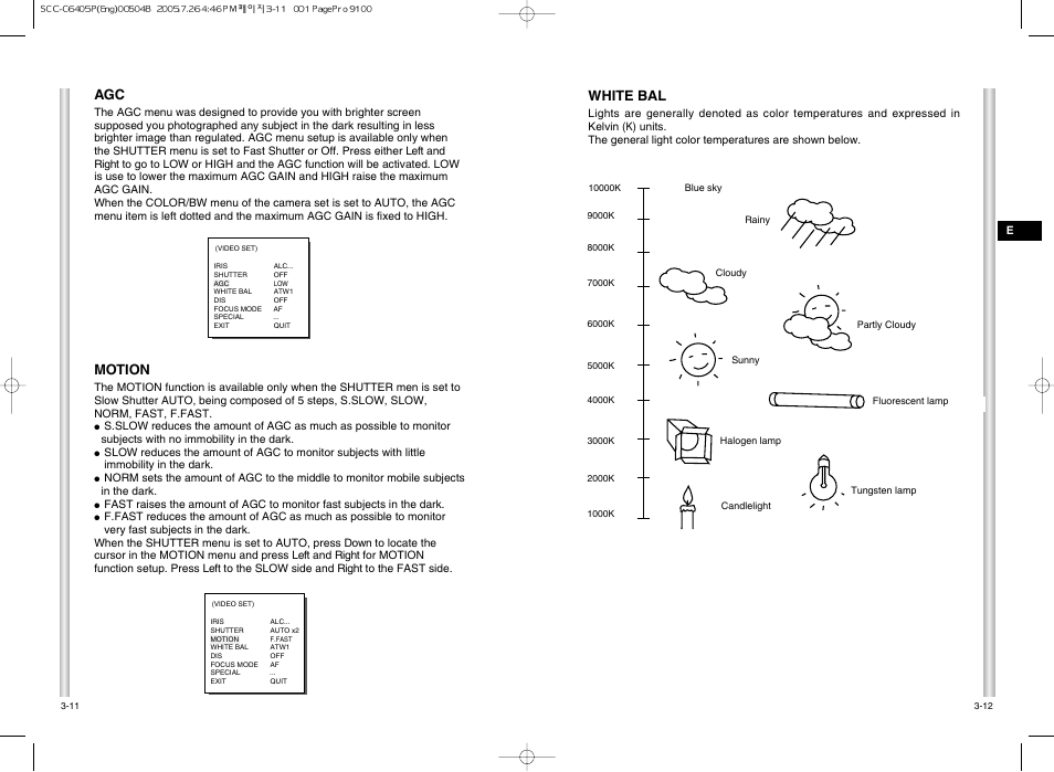 White bal, Motion | Samsung AB68-00504B User Manual | Page 19 / 31