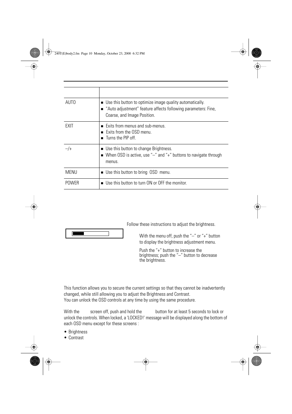 Adjusting your lcd monitor, Direct access features osd lock/unlock | Samsung 210T User Manual | Page 12 / 32