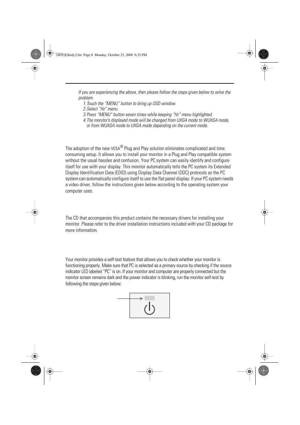 Setting up your lcd monitor, Plug and play, Installing the video driver | Self-test feature check (stfc) | Samsung 210T User Manual | Page 8 / 32