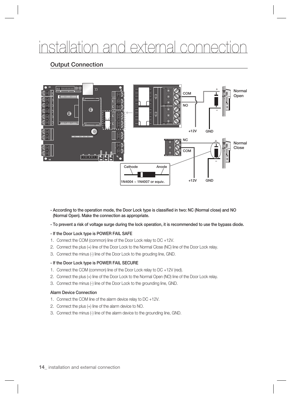 Installation and external connection, Output connection | Samsung SSA-P102T User Manual | Page 14 / 24