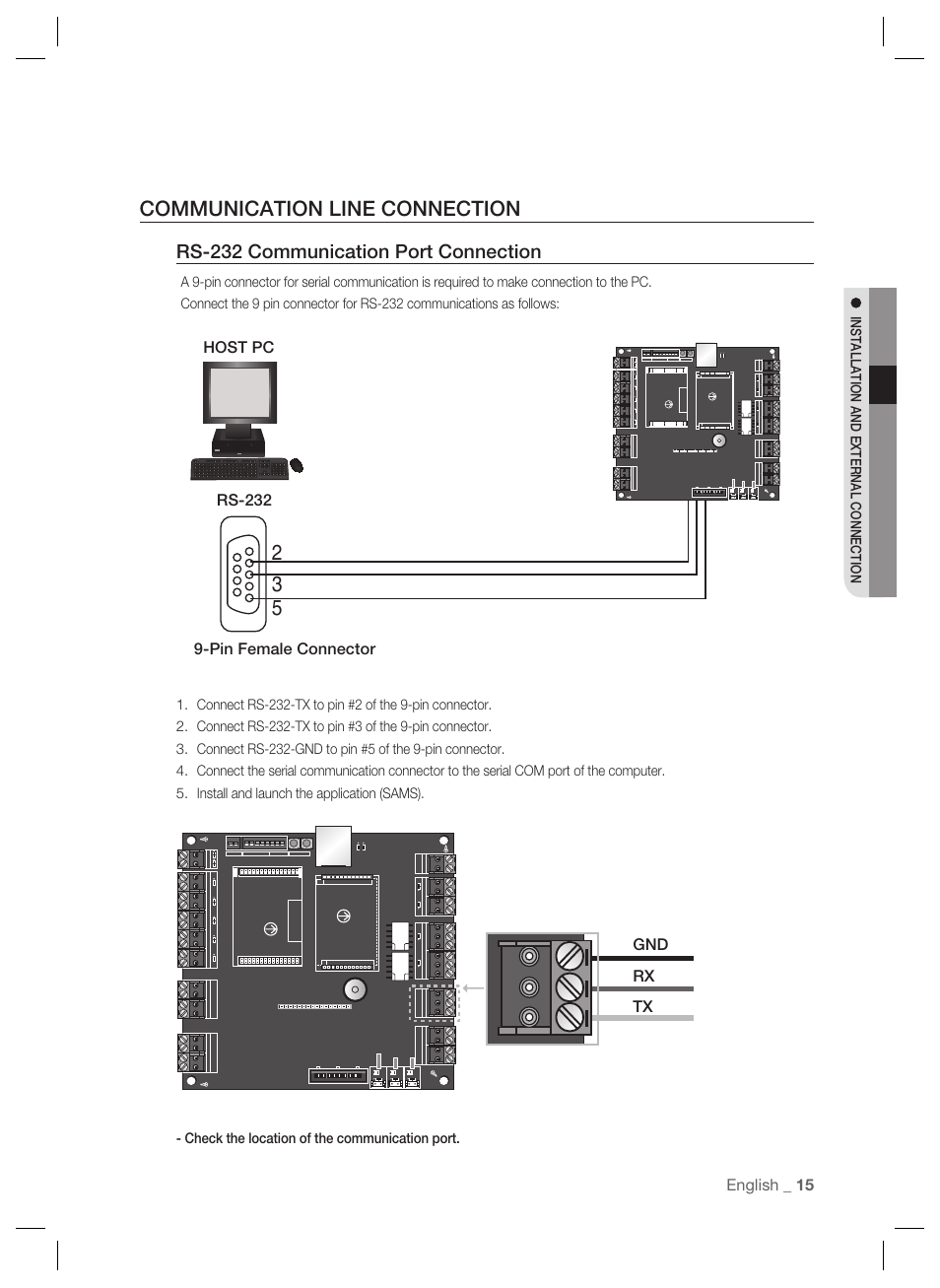 Communication line connection | Samsung SSA-P102T User Manual | Page 15 / 24