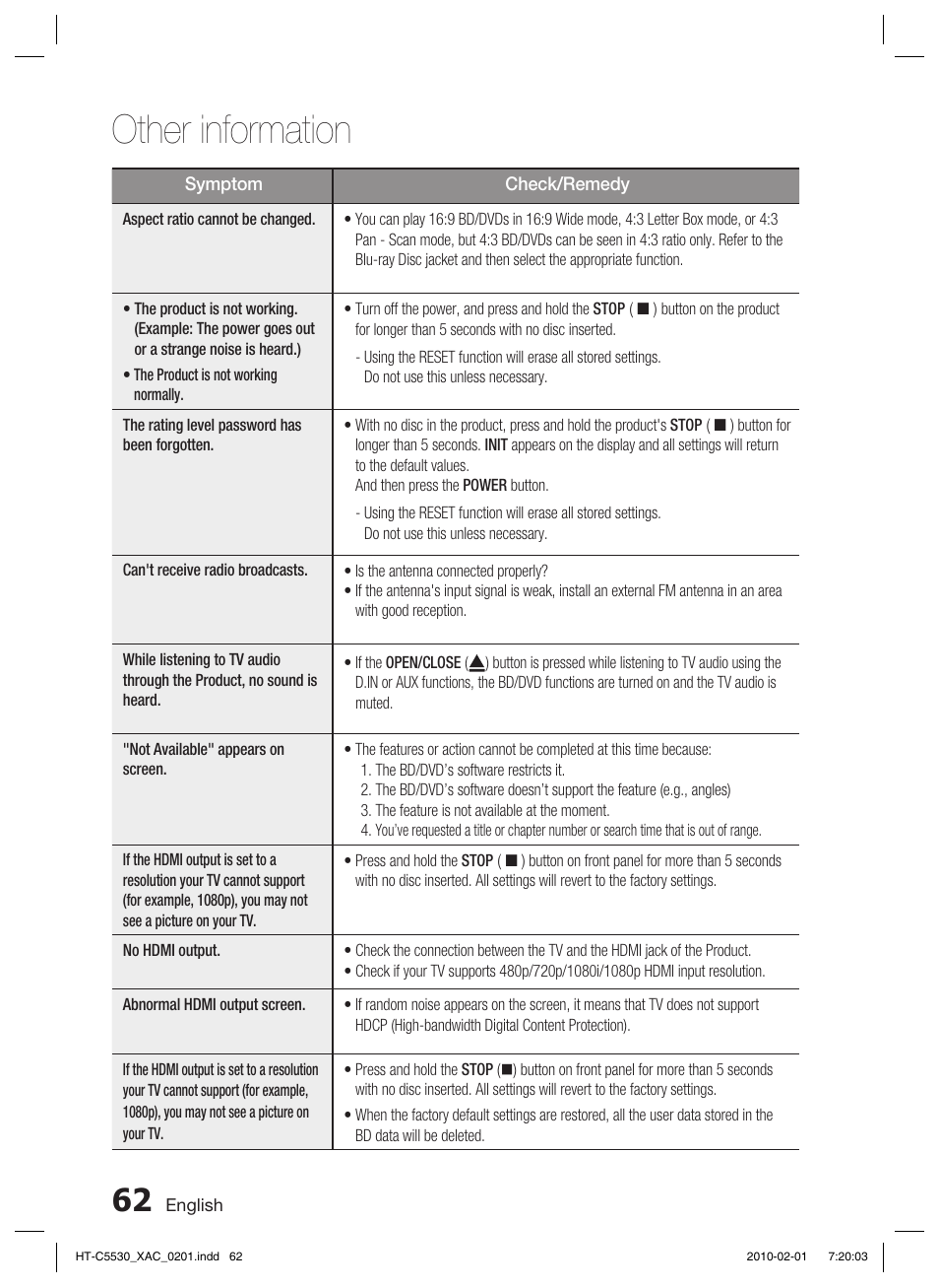 Other information | Samsung AH68-02256G User Manual | Page 62 / 68