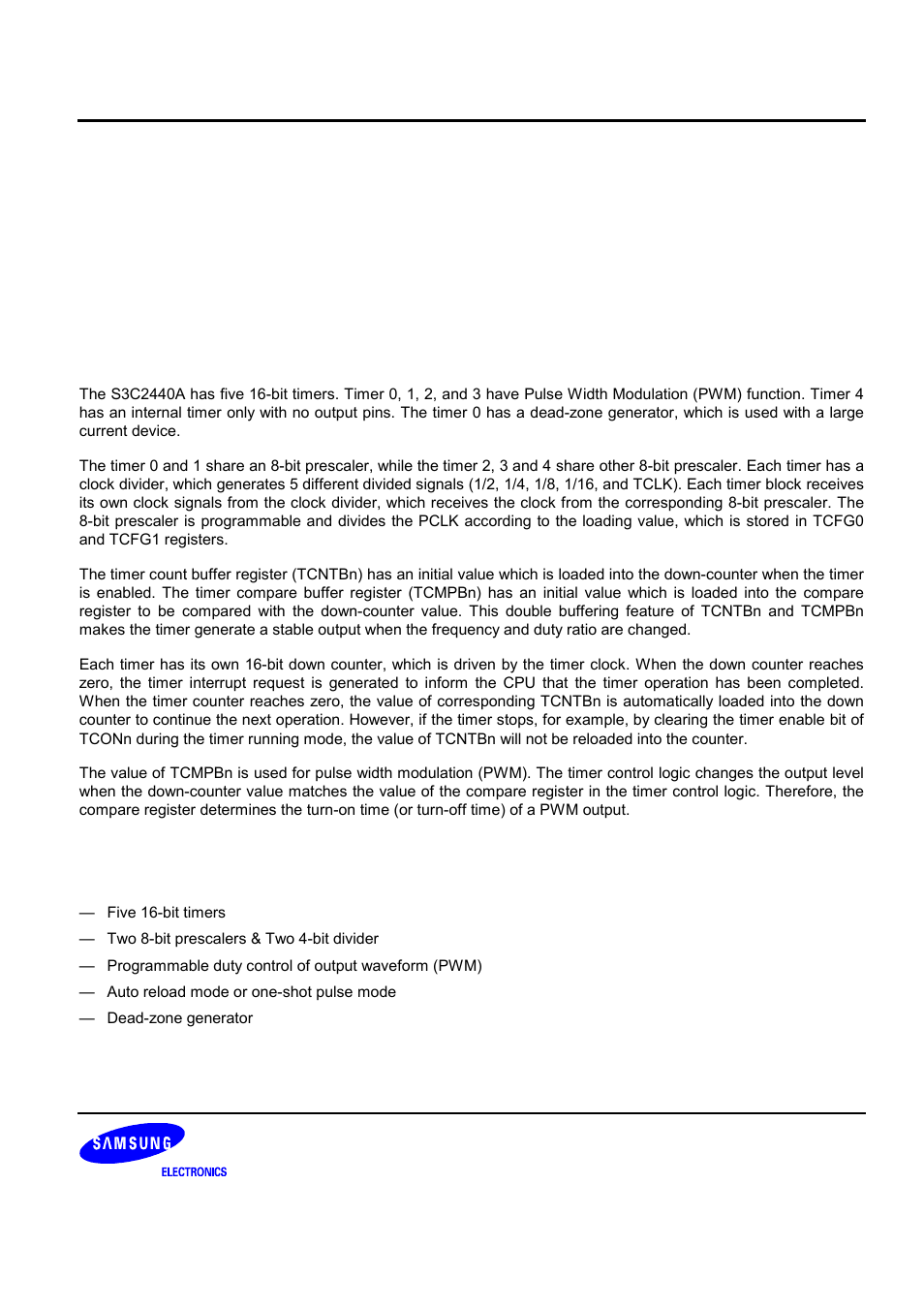 Pwm timer | Samsung S3C2440A User Manual | Page 285 / 560