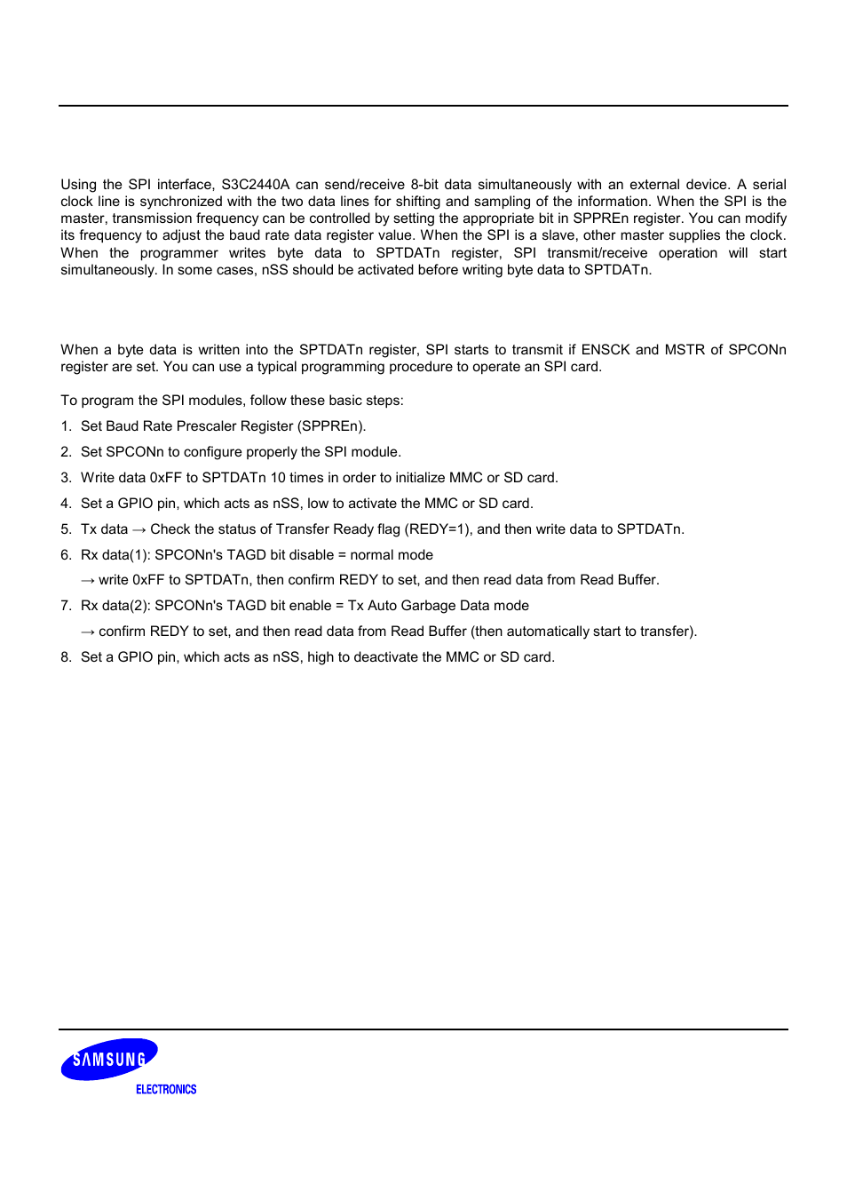 Spi operation | Samsung S3C2440A User Manual | Page 473 / 560