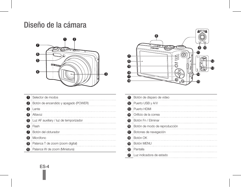 Diseño de la cámara, Es-4 | Samsung AD68-04760A User Manual | Page 14 / 32
