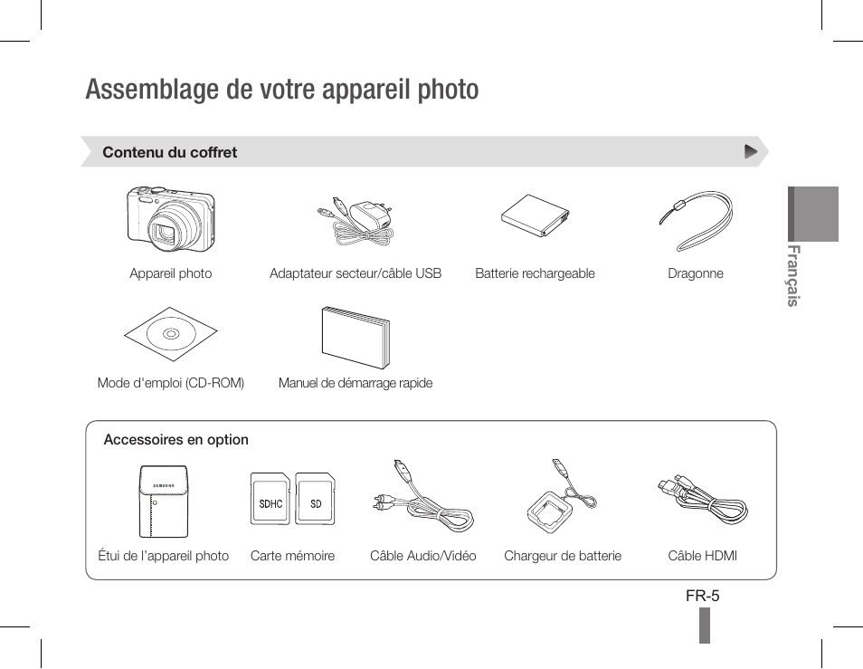 Assemblage de votre appareil photo | Samsung AD68-04760A User Manual | Page 25 / 32