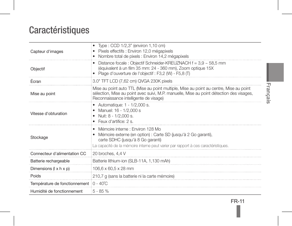 Caractéristiques, Français | Samsung AD68-04760A User Manual | Page 31 / 32