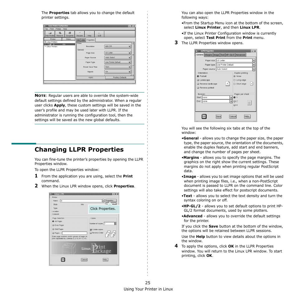 Changing llpr properties | Samsung ML-1610 User Manual | Page 106 / 108