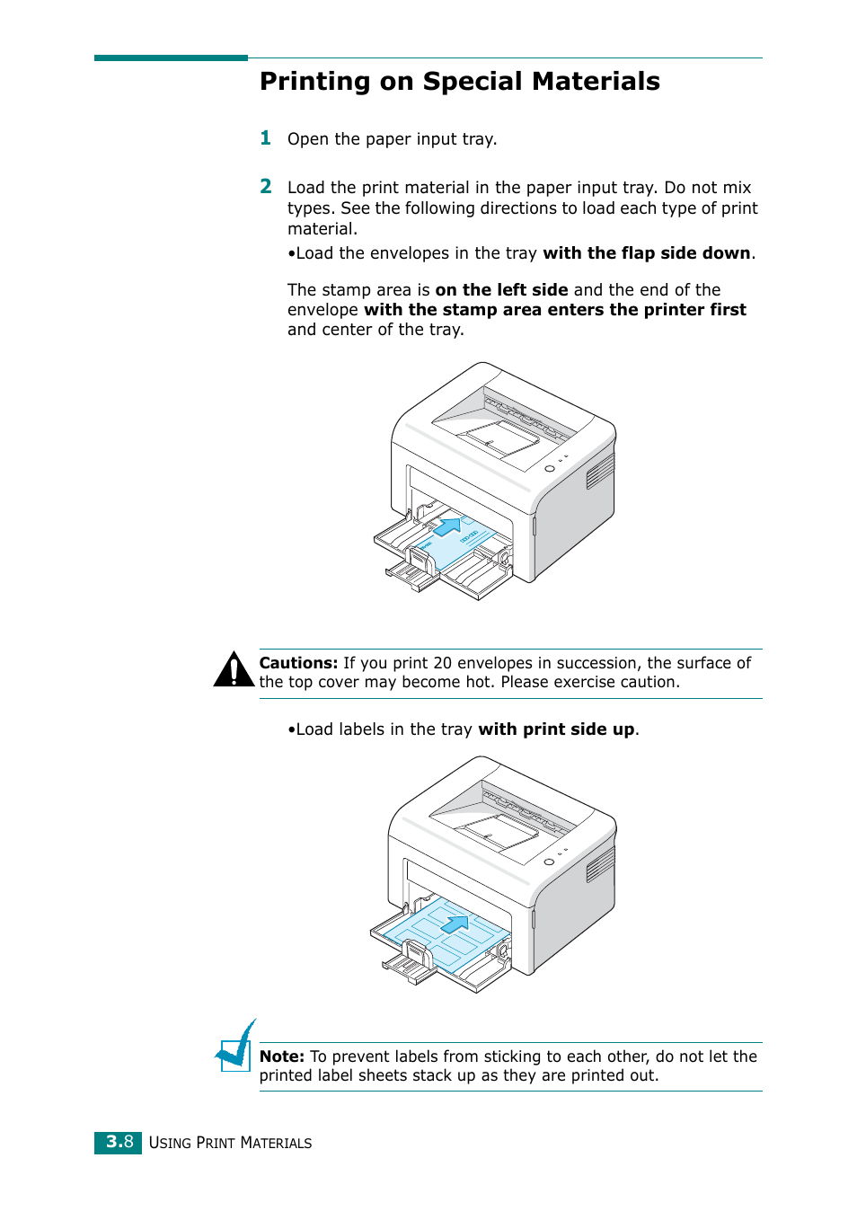 Printing on special materials | Samsung ML-1610 User Manual | Page 39 / 108
