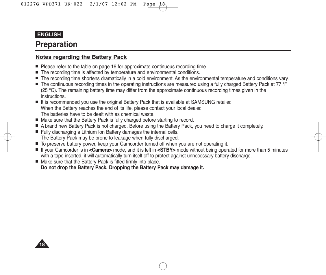 Preparation | Samsung D372WH(i) User Manual | Page 18 / 114