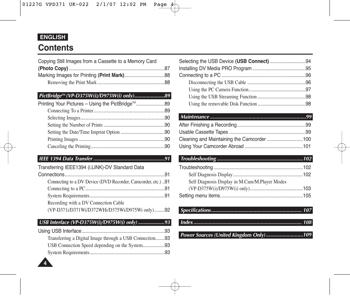 Samsung D372WH(i) User Manual | Page 4 / 114