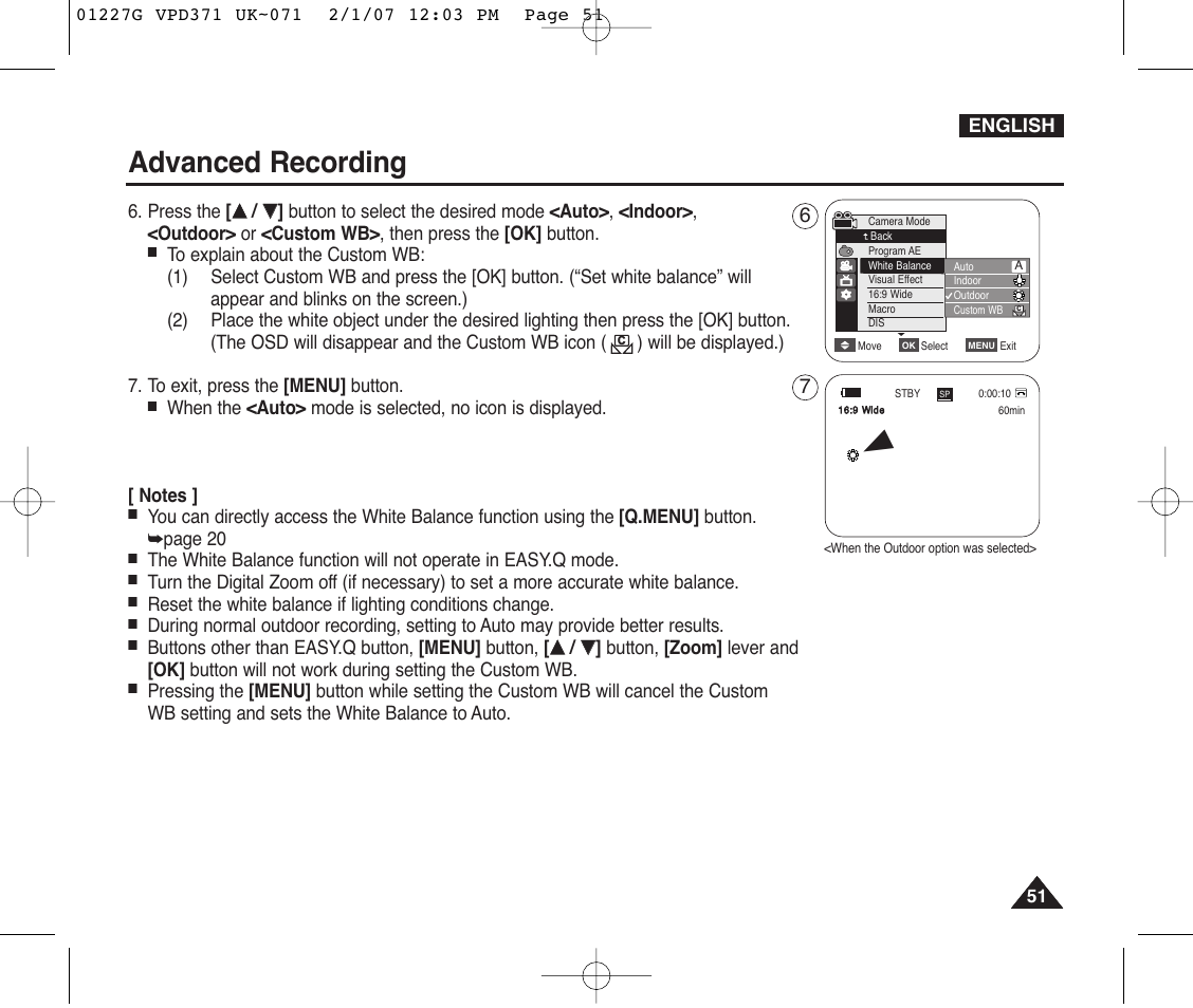 Advanced recording | Samsung D372WH(i) User Manual | Page 51 / 114