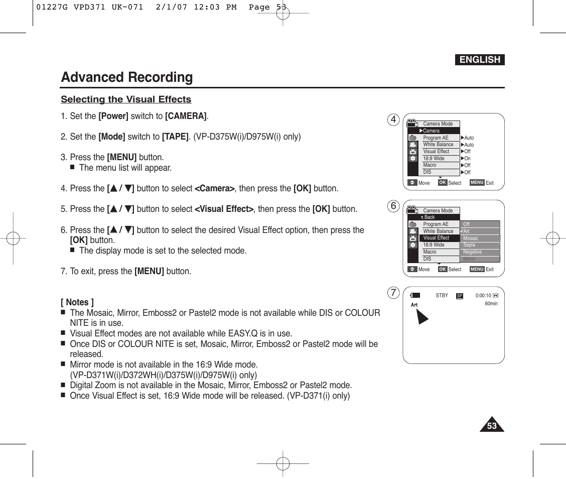 Advanced recording | Samsung D372WH(i) User Manual | Page 53 / 114