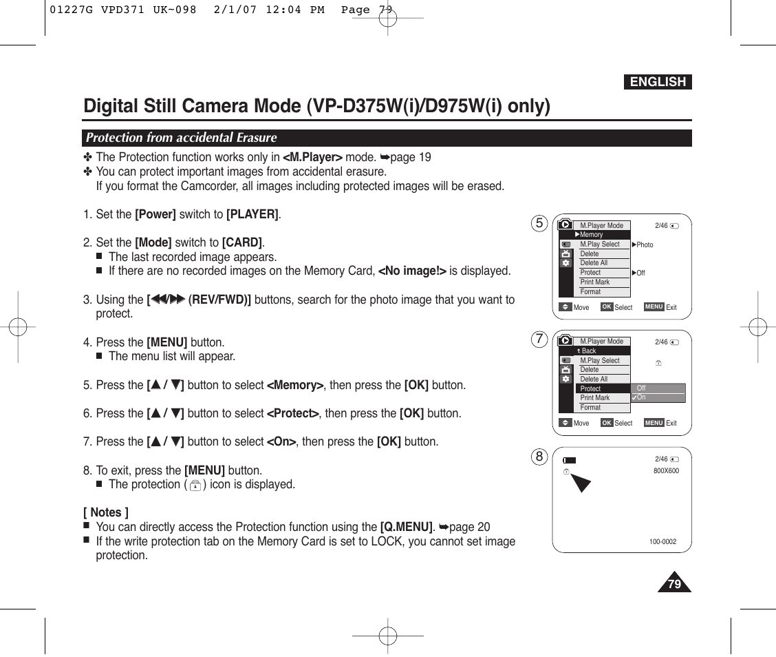 Protection from accidental erasure | Samsung D372WH(i) User Manual | Page 79 / 114