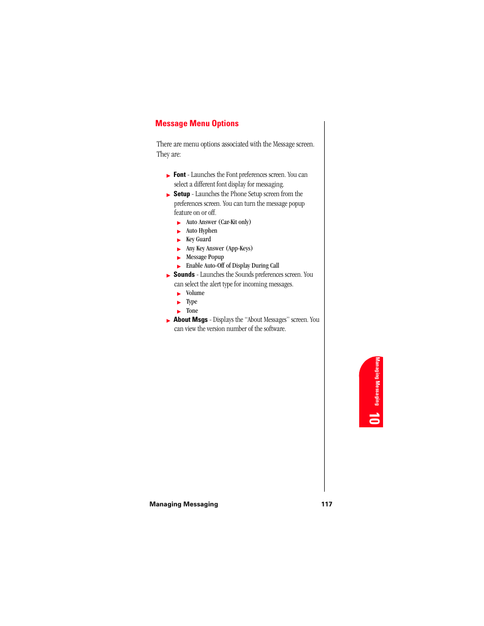 Message menu options | Samsung 010505D5 User Manual | Page 120 / 307