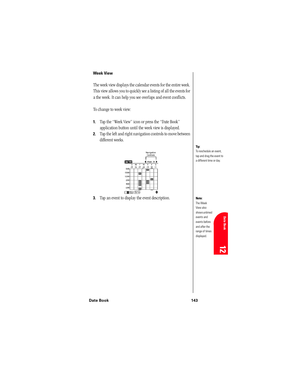 Week view, Da 12 | Samsung 010505D5 User Manual | Page 144 / 307