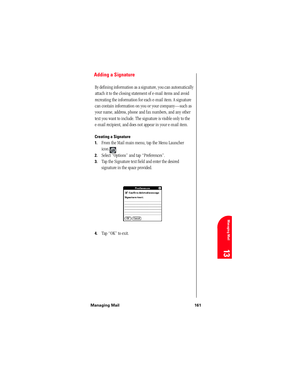 Adding a signature, Creating a signature | Samsung 010505D5 User Manual | Page 162 / 307