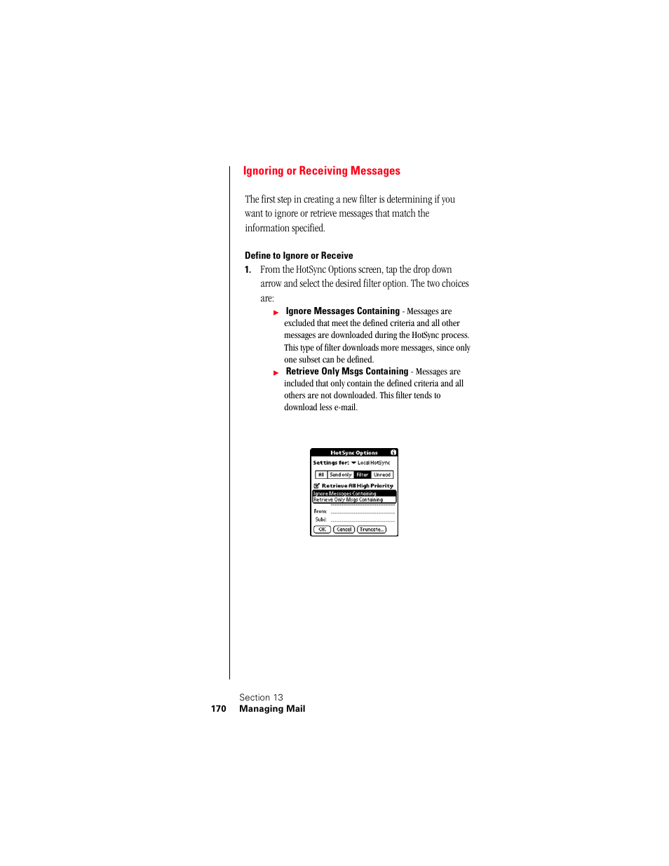 Ignoring or receiving messages, Define to ignore or receive | Samsung 010505D5 User Manual | Page 171 / 307