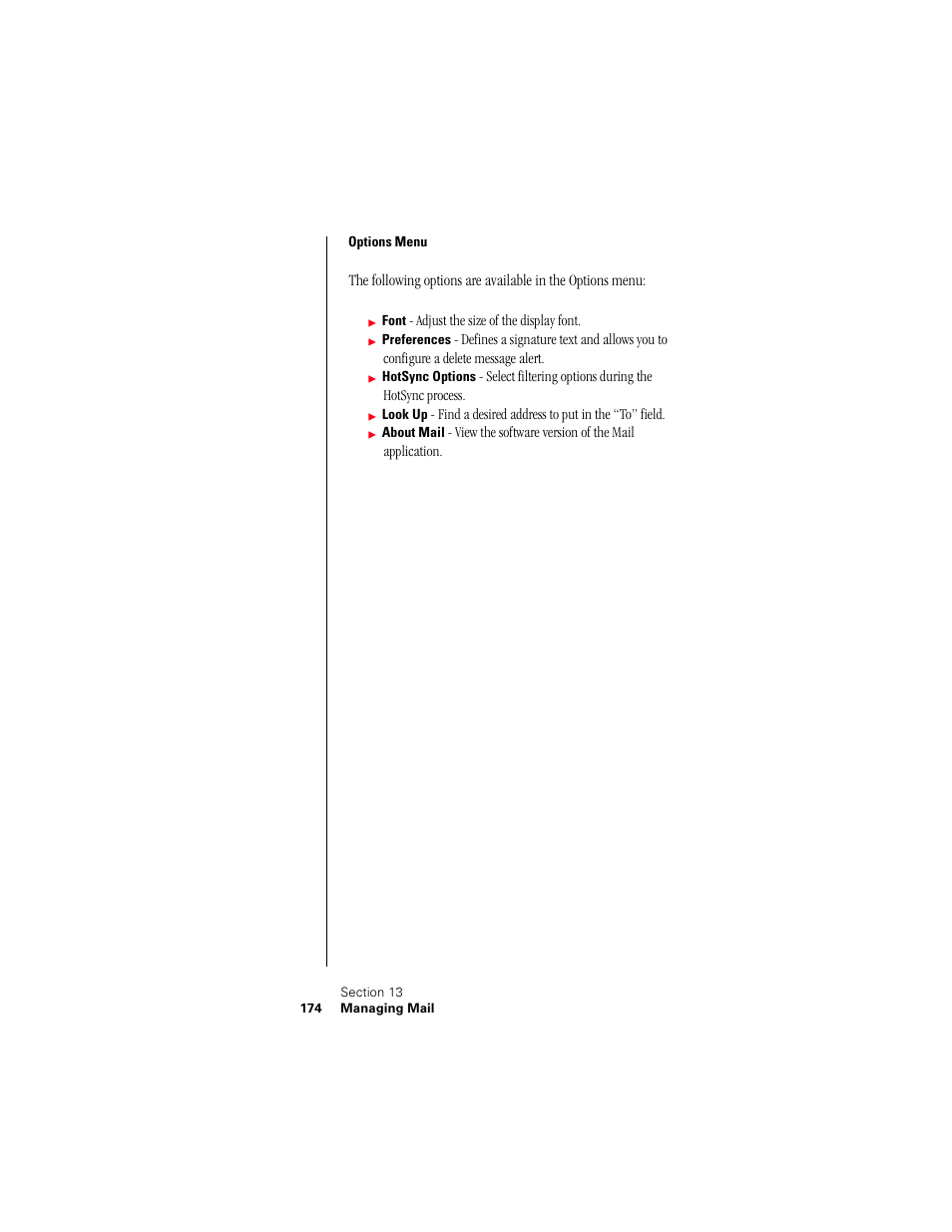 Options menu | Samsung 010505D5 User Manual | Page 175 / 307
