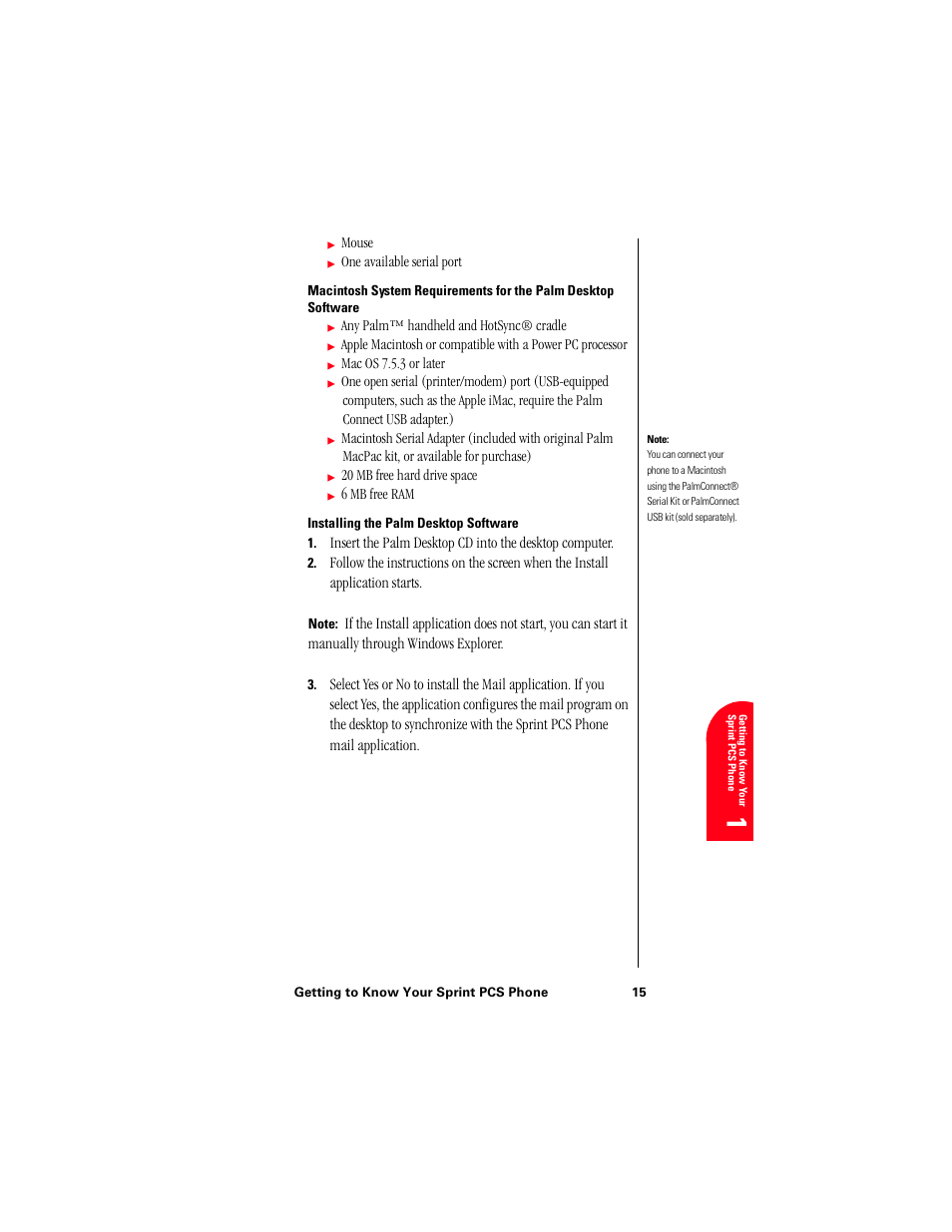 Installing the palm desktop software, Ge 1 | Samsung 010505D5 User Manual | Page 18 / 307