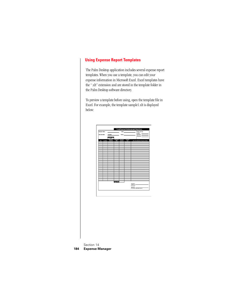 Using expense report templates | Samsung 010505D5 User Manual | Page 185 / 307