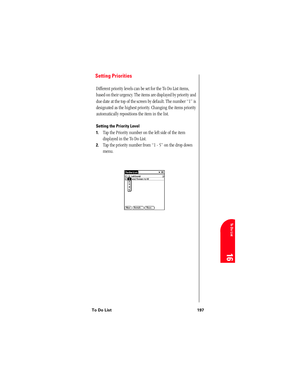 Setting priorities, Setting the priority level | Samsung 010505D5 User Manual | Page 198 / 307