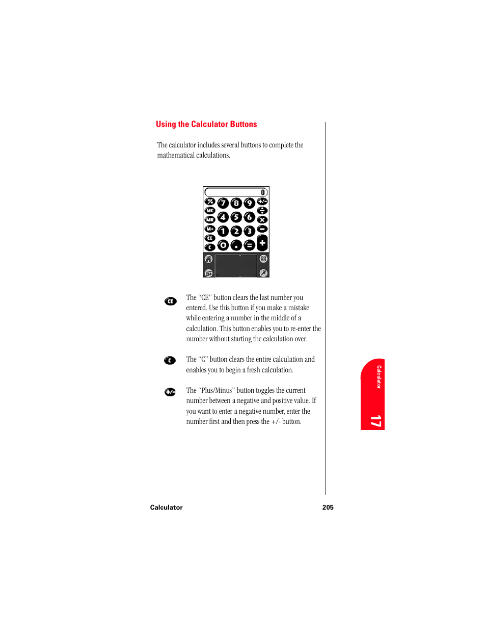 Using the calculator buttons, 17 ca 17 | Samsung 010505D5 User Manual | Page 206 / 307