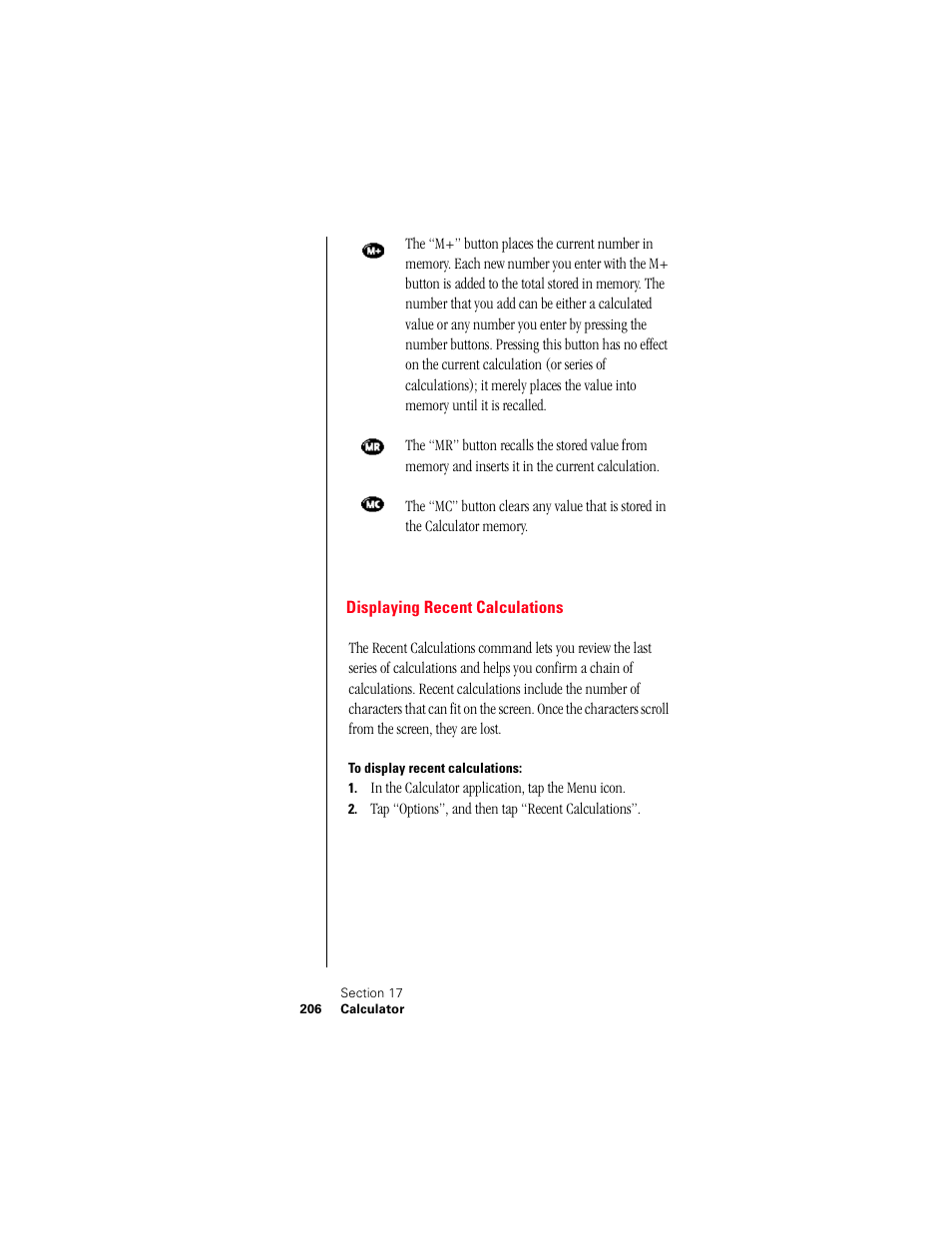 Displaying recent calculations, To display recent calculations | Samsung 010505D5 User Manual | Page 207 / 307