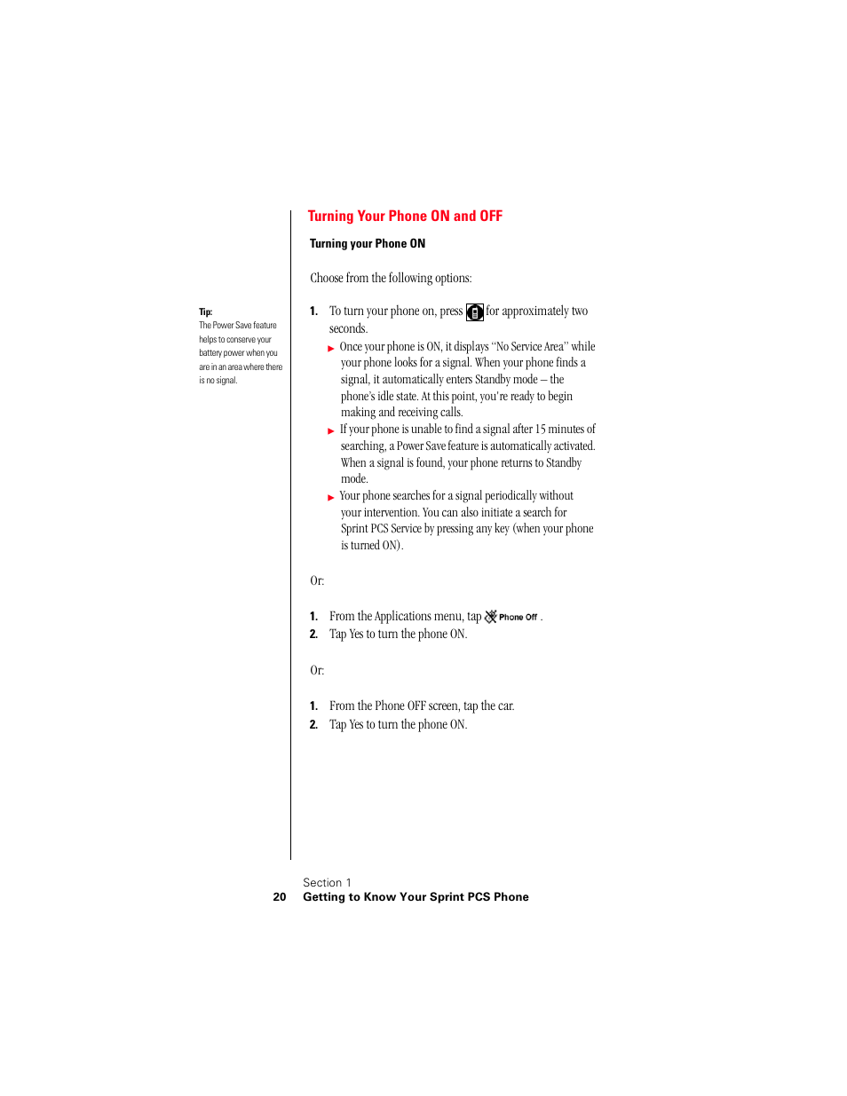 Turning your phone on and off, Turning your phone on | Samsung 010505D5 User Manual | Page 23 / 307